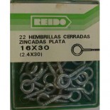 Kit 22 Hembrillas Cerradas Zincadas Plata 16x30